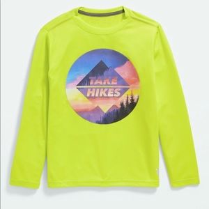 NEW Graphic Mesh T Shirt Take Hikes Long Sleeve XL Green Boy’s UNISEX OLD NAVY